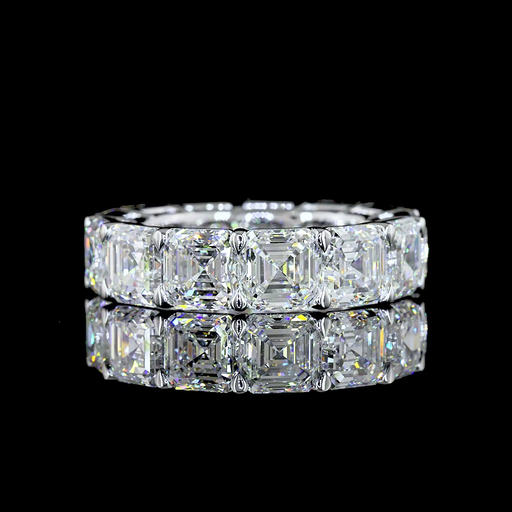 [EB14WAS1300PIN] 13.09 Cts 14k White Gold Asscher Shape Eternity Band Eternity Band