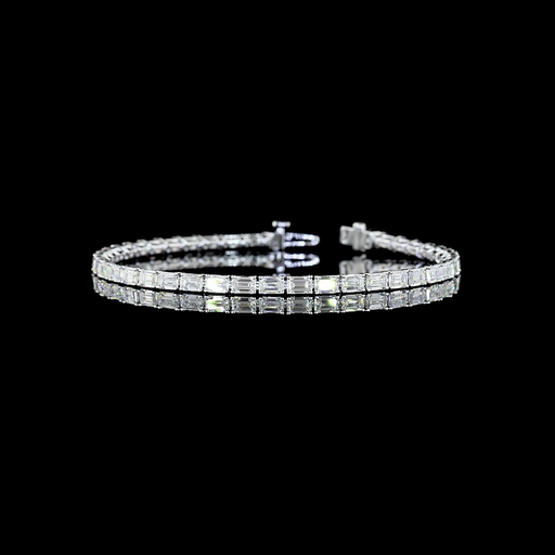 [BC14WTSEM700PEW] 7.45 Cts 14k White Gold Emerald Shape Tennis Bracelet