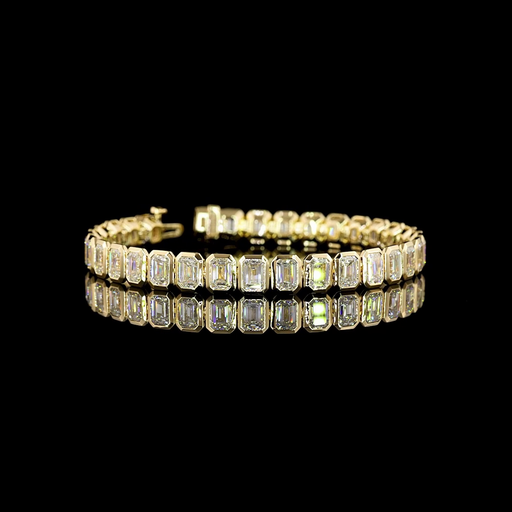 [BC14YTSEM1550BNS] 18.13 Cts 14k Yellow Gold Emerald Shape Tennis Bracelet