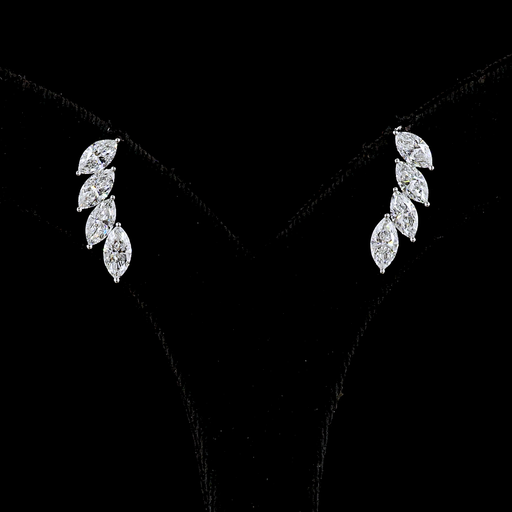 [ER14WCWMQ250PIN] 2.62 Cts 14k White Gold Marquise Shape Crawler Earring