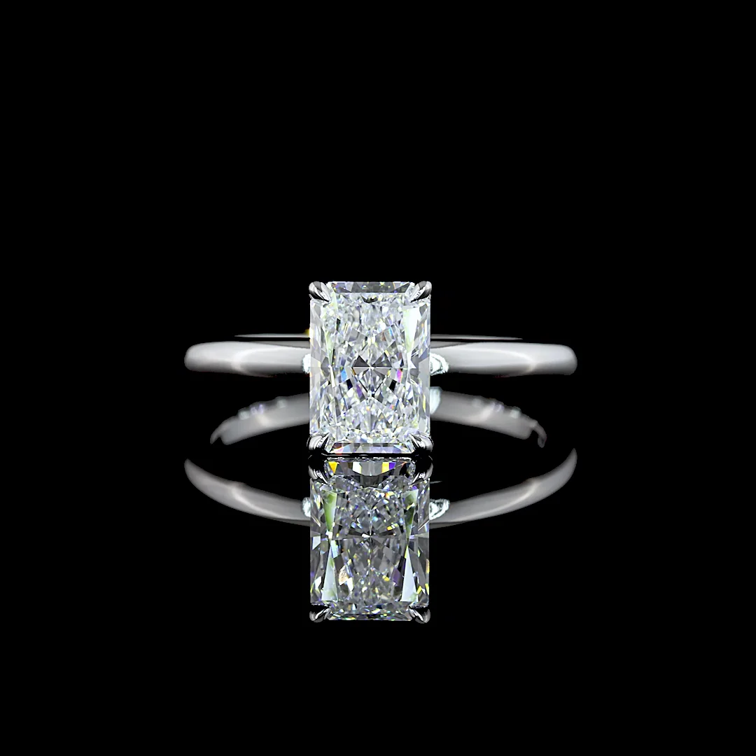 1.54 Cts 14k White Gold Radiant Shape Solitaire Ring