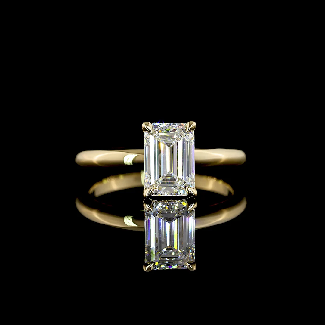 1.56 Cts 14k Yellow Gold Emerald Shape Solitaire Ring