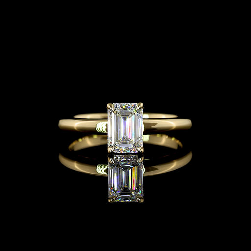 [RG14YSOEM100PNS] 1.02 Cts 14k Yellow Gold Emerald Shape Solitaire Ring