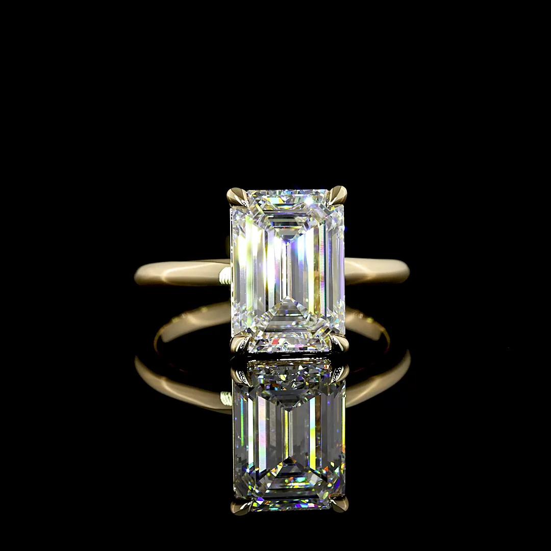 4.01 Cts 14k Yellow Gold Emerald Shape Solitaire Ring