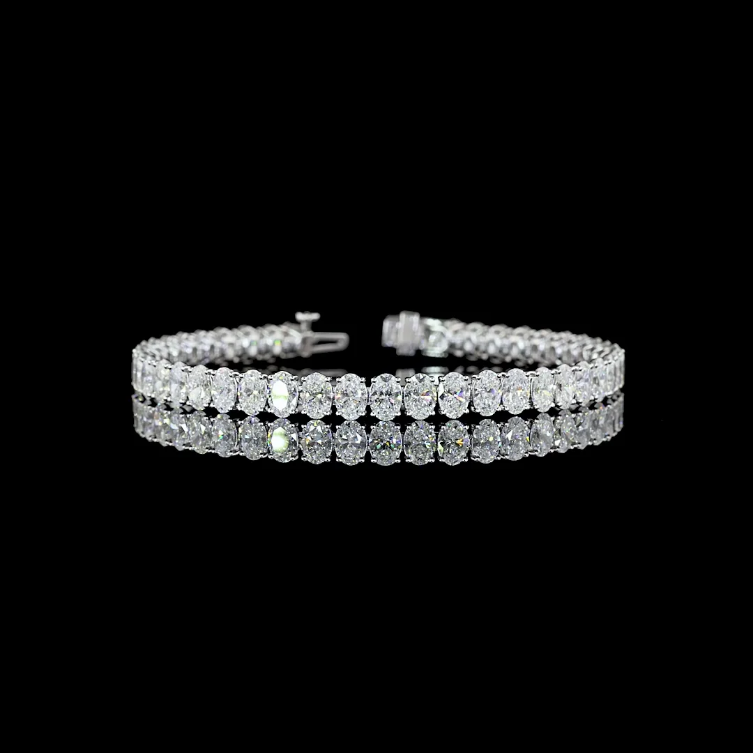 14.14 Cts 14k White Gold Oval Shape Tennis Bracelet