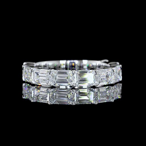 [EB14W3/4EM300PEW] 3.09 Cts 14k White Gold Emerald Shape 3/4 Band Eternity Band