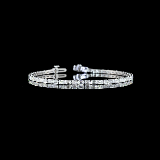 [BC14WTSEM450PEW] 4.9 Cts 14k White Gold Emerald Shape Tennis Bracelet