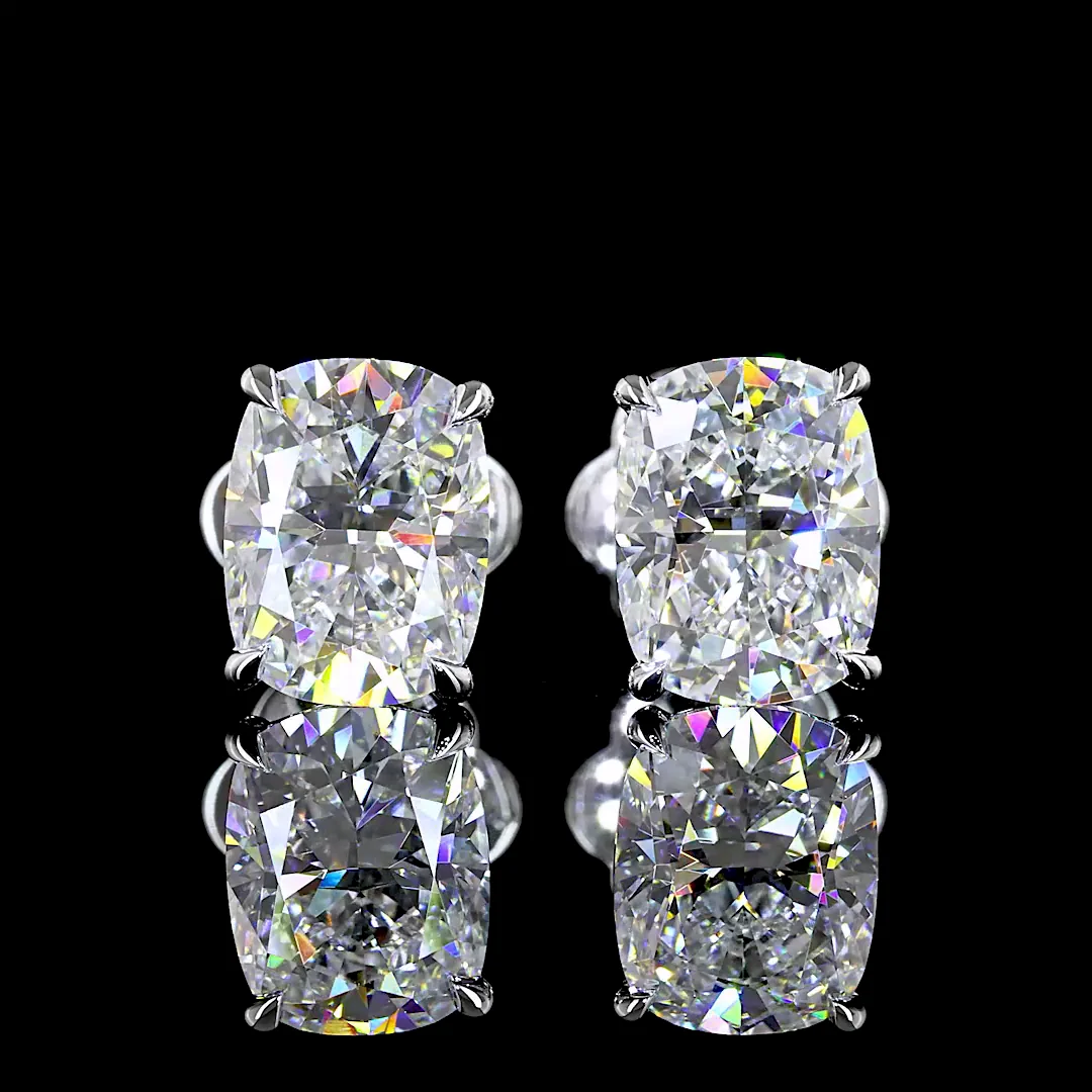 2.53 Cts 14k White Gold Cushion Brilliant Shape Studs Earring
