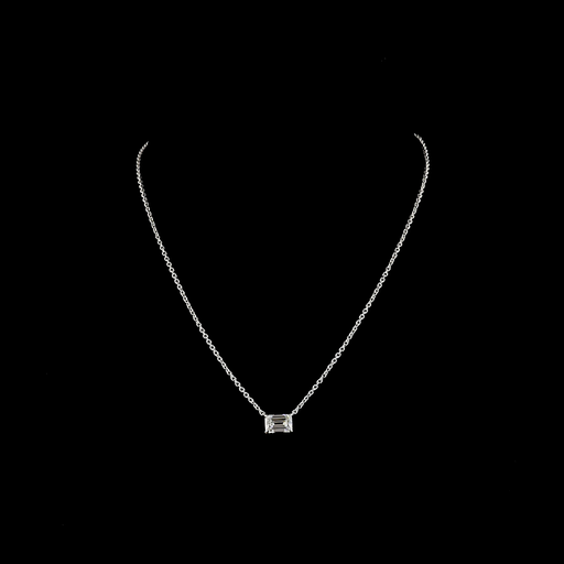 [PD14WSOEM200PEW] 2.04 Cts 14k White Gold Emerald Shape Solitaire Pendant