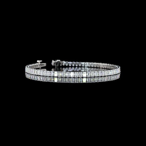 [BC14WTSEM650PNS] 6.91 Cts 14k White Gold Emerald Shape Tennis Bracelet