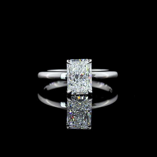 [RG14WHHRAD150PNS] 1.6 Cts 14k White Gold Radiant Shape Hidden Halo Ring