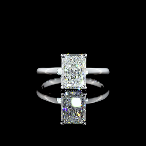 [RG14WHHRAD200PNS] 2.1 Cts 14k White Gold Radiant Shape Hidden Halo Ring