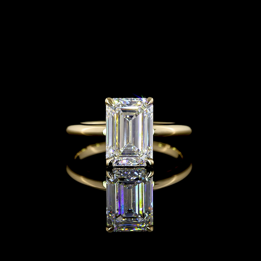 [RG14YSOEM300PNS] 3.02 Cts 14k Yellow Gold Emerald Shape Solitaire Ring