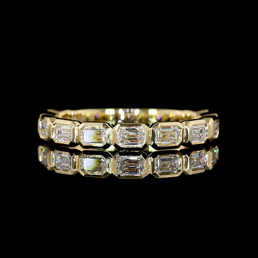 [EB14Y3/4EM100BEW] 1 Cts 14k Yellow Gold Emerald Shape 3/4 Band Eternity Band