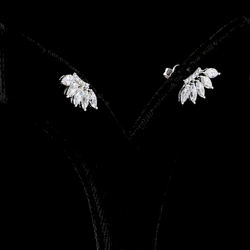 [ER14WCWMQ100PNS] 1.27 Cts 14k White Gold Marquise Shape Crawler Earring