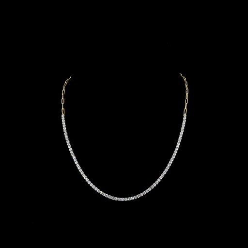 [NK14TTTSRD400P] 4.49 Cts 14k Two Tone Round Shape Tennis Necklace