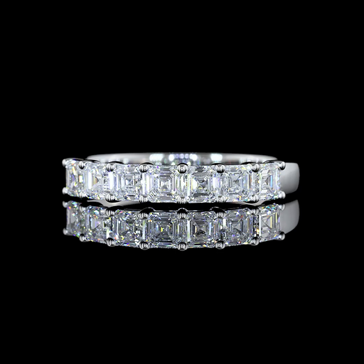 [EB14W7AS100P] 1 Cts 14k White Gold Asscher Shape 7 Stones Eternity Band