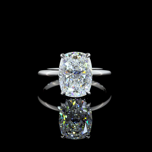 [RG14WHHBECU400PNS] 4.18 Cts 14k White Gold Cushion Brilliant Shape Hidden Halo Ring