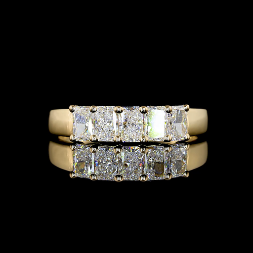 [EB14Y5RAD100PNS] 1 Cts 14k Yellow Gold Radiant Shape 5 Stones Eternity Band