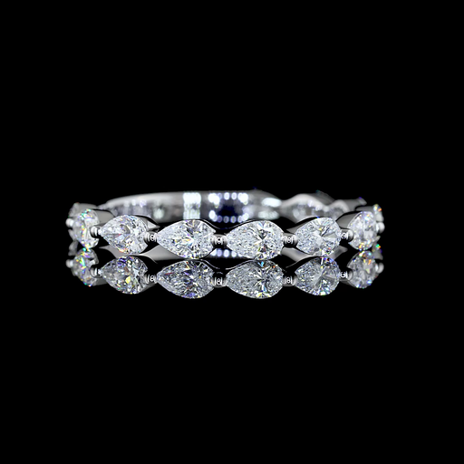 [EB14W3/4PS90PEW] 0.99 Cts 14k White Gold Pear Shape 3/4 Band Eternity Band