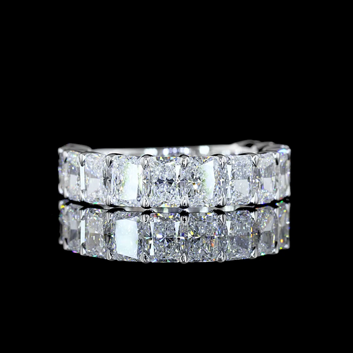 [EB14W3/4RAD350PNS] 3.93 Cts 14k White Gold Radiant Shape 3/4 Band Eternity Band