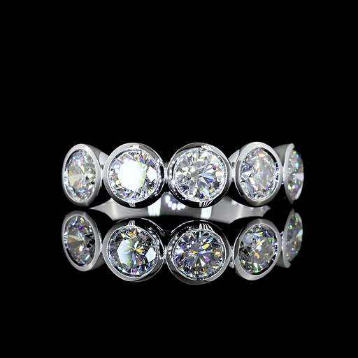 [EB14W5RD200B] 2.05 Cts 14k White Gold Round Shape 5 Stones Eternity Band