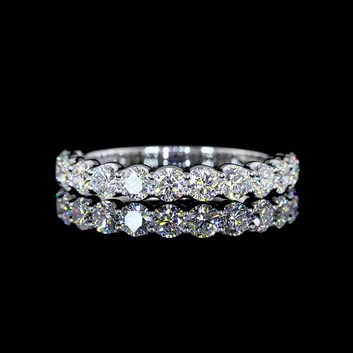 [EB14WHFRD100UP] 1.05 Cts 14k White Gold Round Shape Half Eternity Eternity Band