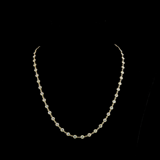 [NK14YSTRD600B] 6.24 Cts 14k Yellow Gold Round Shape Station Necklace