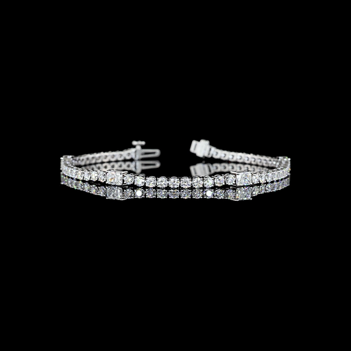 [BC14WSLTRAD500PEW] 5.26 Cts 14k White Gold Radiant Shape Station Line Tennis Bracelet