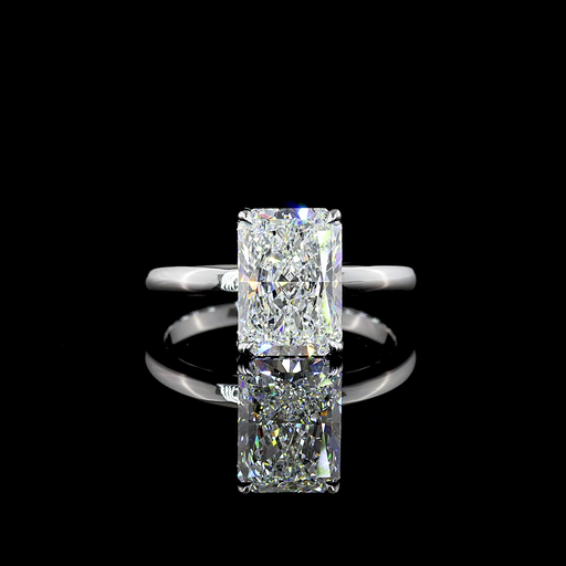 [RG14WHHRAD300PNS] 3.15 Cts 14k White Gold Radiant Shape Hidden Halo Ring