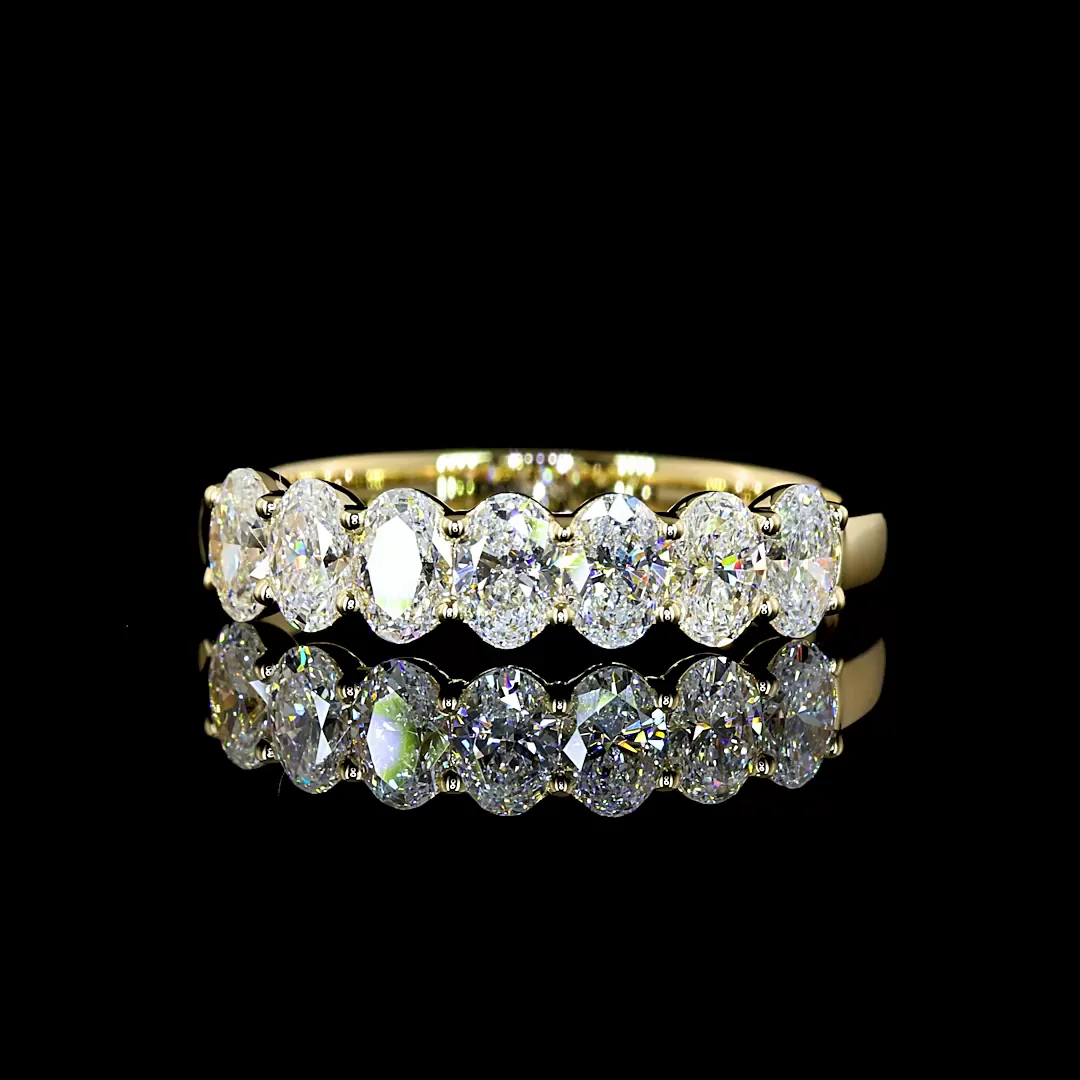1.13 Cts 14k Yellow Gold Oval Shape 7 Stones Eternity Band