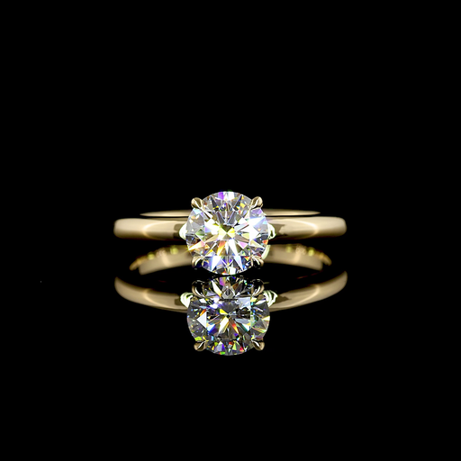[RG14YHHRD100P] 1.13 Cts 14k Yellow Gold Round Shape Hidden Halo Ring