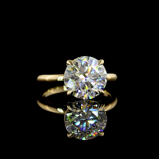 [RG14YSORD400P] 4.05 Cts 14k Yellow Gold Round Shape Solitaire Ring