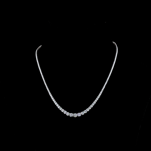 [NK14WRVRD1000P] 10.21 Cts 14k White Gold Round Shape Riviera Necklace