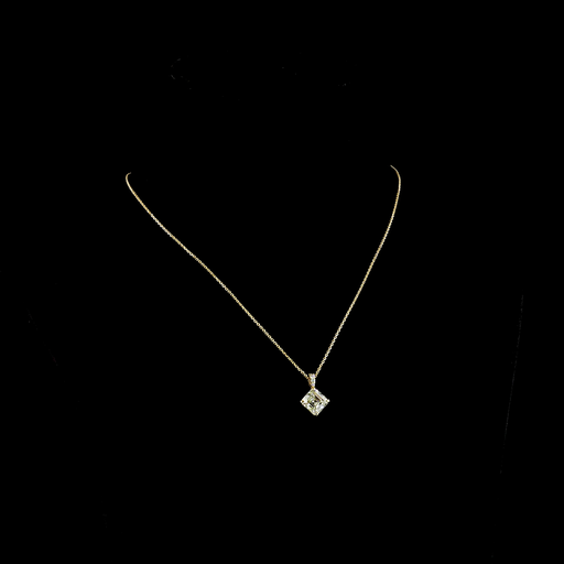 [PD14YAS300P] 3.14 Cts 14k Yellow Gold Asscher Shape Pendant Pendant