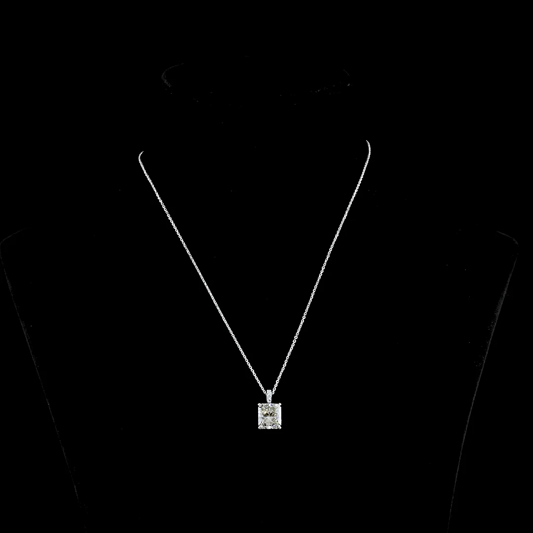4.1 Cts 14k White Gold Radiant Shape Pendant Pendant