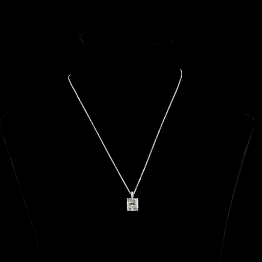 [PD14WRAD400P] 4.1 Cts 14k White Gold Radiant Shape Pendant Pendant