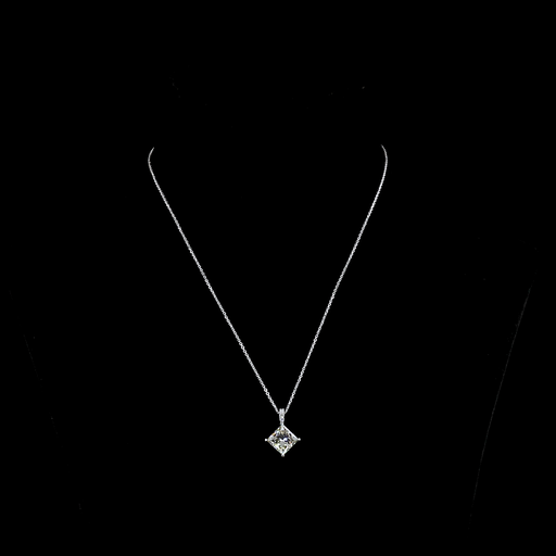 [PD14WPR350P] 3.83 Cts 14k White Gold Princess Shape Pendant Pendant