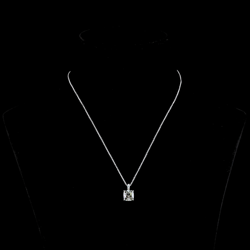 [PD14WMOCU300P] 3.4 Cts 14k White Gold Cushion Modified Shape Pendant Pendant