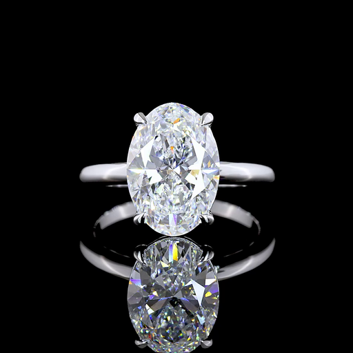 [RG14WSOOV400PNS] 4.04 Cts 14k White Gold Oval Shape Solitaire Ring