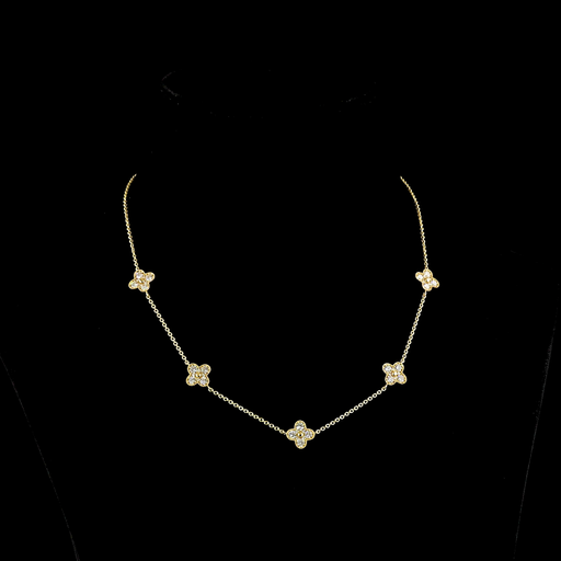 [NK18YSTRD175P] 1.75 Cts 18k Yellow Gold Round Shape Station Necklace