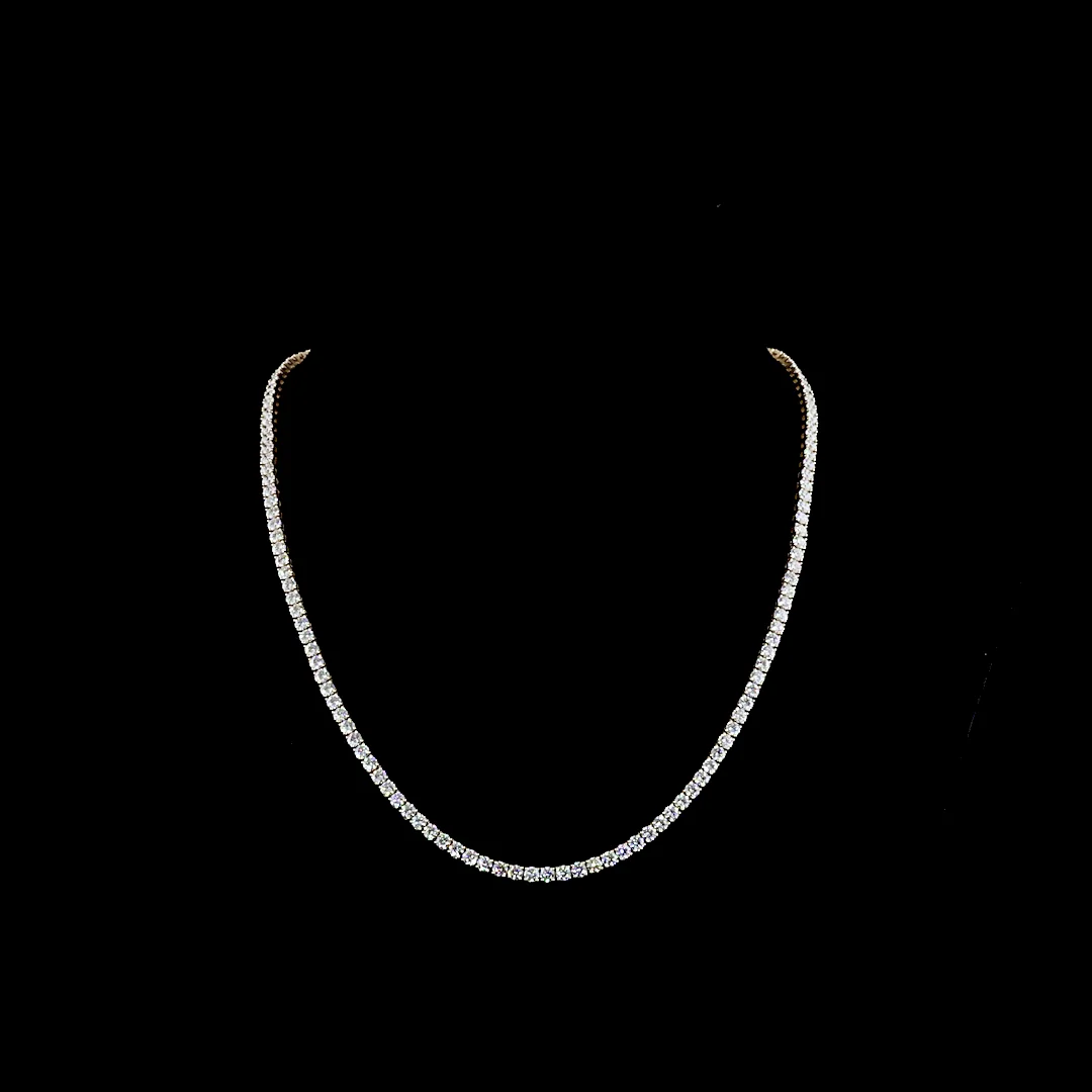 14.16 Cts 14k Yellow Gold Round Shape Tennis Necklace