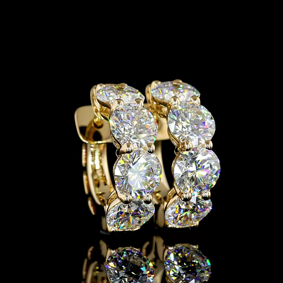 4.98 Cts 14k Yellow Gold Round Shape Huggies Earring