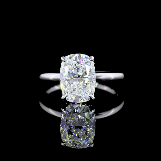 [RG14WHHBECU300PNS] 3.19 Cts 14k White Gold Cushion Brilliant Shape Hidden Halo Ring