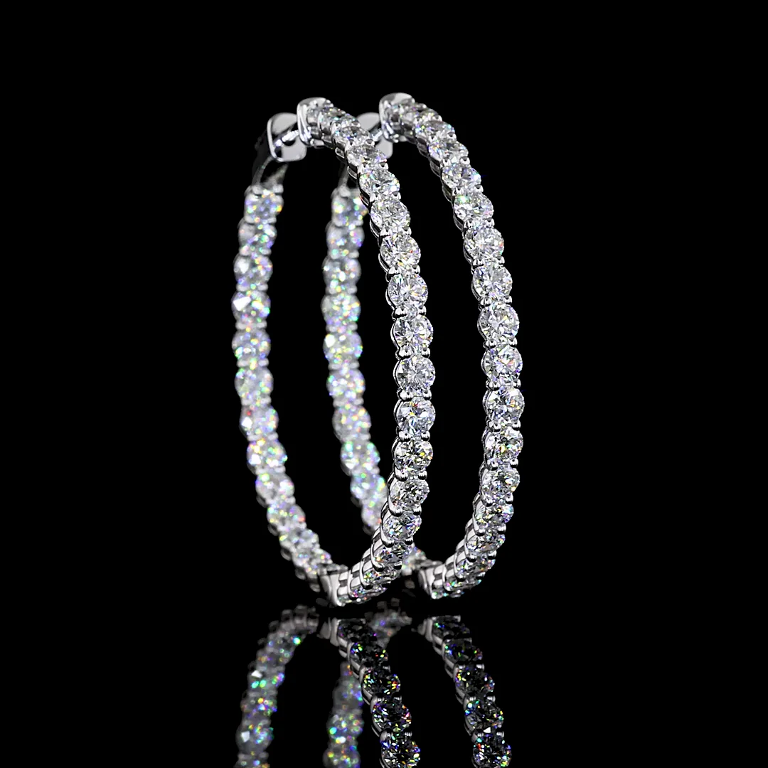 7.35 Cts 14k White Gold Round Shape Hoops Earring