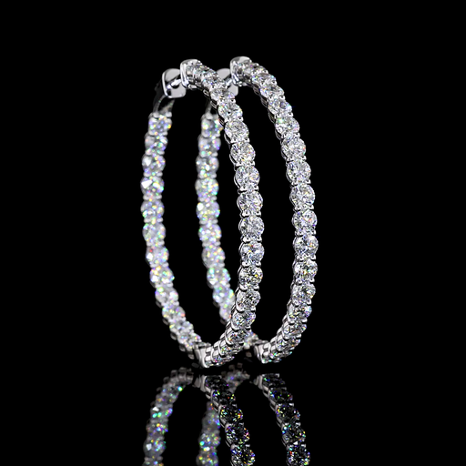 [ER14WHPRD700P] 7.35 Cts 14k White Gold Round Shape Hoops Earring