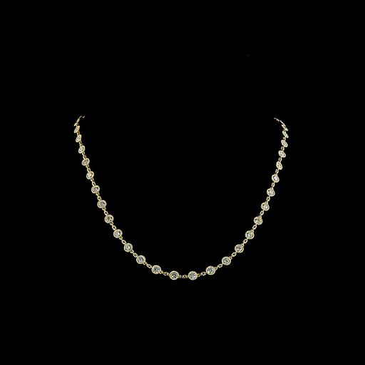 [NK14YSTRD550P] 5.88 Cts 14k Yellow Gold Round Shape Station Necklace