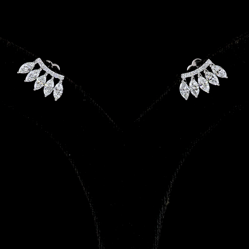 [ER14WCWMQ100RDPNS] 1.27 Cts 14k White Gold Marquise Shape Crawler Earring