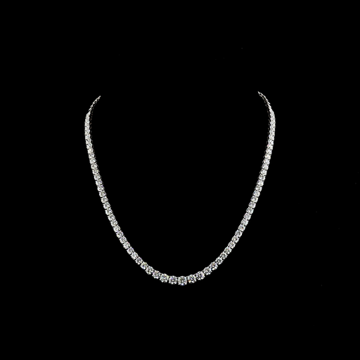 [NK14WRVRD1500P] 15.07 Cts 14k White Gold Round Shape Riviera Necklace