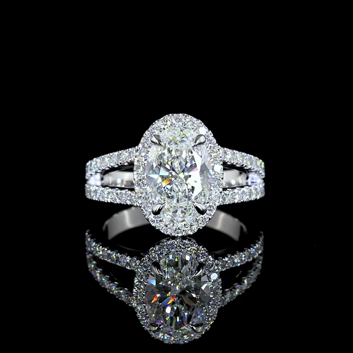 [RG14WSSOV200PNS] 1.99 Cts 14k White Gold Oval Shape Split Shank Ring